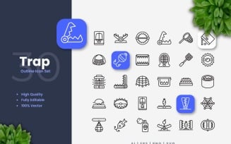 30 Trap Outline Icons Set