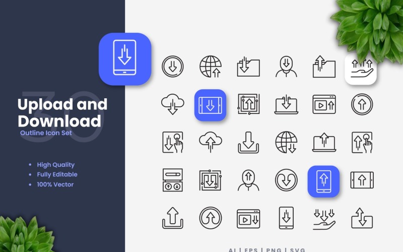 30 Upload and Download Outline Icons Set Icon Set