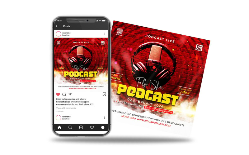 podcast show social media post and flyer template Social Media