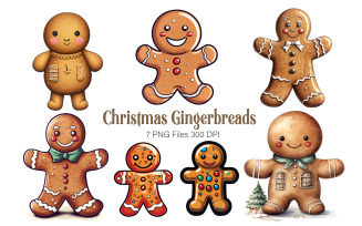 Funny Christmas Gingerbreads. PNG Bundle.