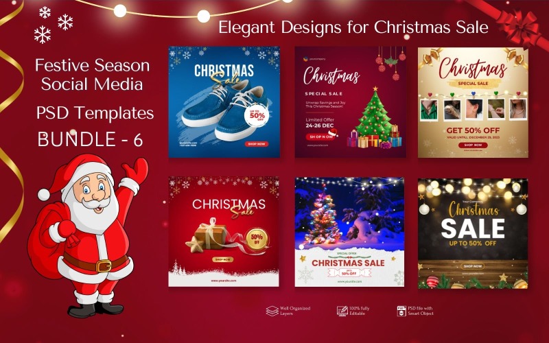 Holiday Cheer - Christmas Sale PSD Bundle Social Media