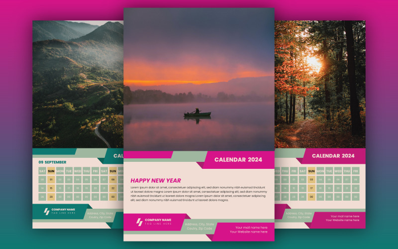 12 Pages Wall Calendar Design 2024 Corporate Identity
