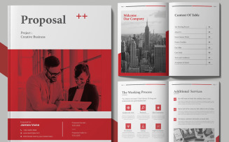 Project Proposal Layout with Red Abstract Red Elements