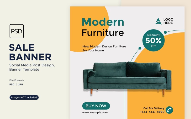 Special Sale on Home Modern Furniture Banner Design Template Social Media