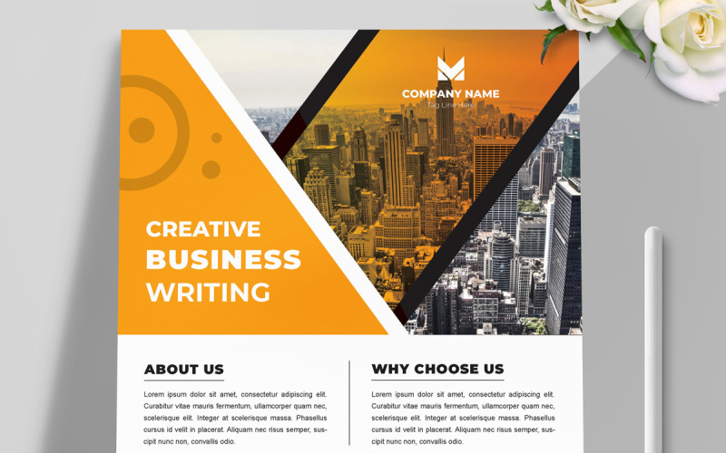 Business Flyer with Orange and Black Accents Corporate Identity