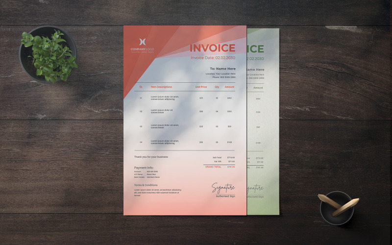Corporate Invoice Template Design Corporate Identity