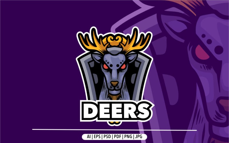 Deer mascot dark art logo design for sport Logo Template