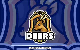 Deer mascot logo sport design template