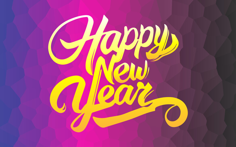 Happy New Year text calligraphy for greeting cards Free Vector Graphic