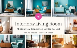 Italian Living Room interior Design illustration 100 Set V - 10