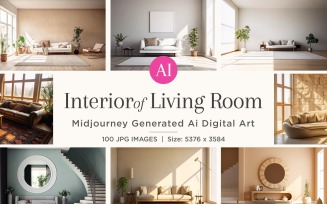 Italian Living Room interior Design illustration 100 Set V - 1