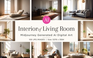 Italian Living Room interior Design illustration 100 Set V - 2