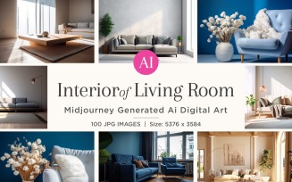 Italian Living Room interior Design illustration 100 Set V - 3