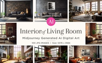 Italian Living Room interior Design illustration 100 Set V - 4