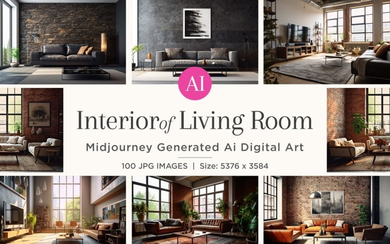 Italian Living Room interior Design illustration 100 Set V - 4 Illustration