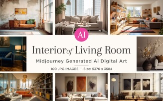 Italian Living Room interior Design illustration 100 Set V - 5