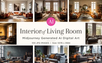 Italian Living Room interior Design illustration 100 Set V - 6