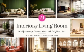 Italian Living Room interior Design illustration 100 Set V - 7
