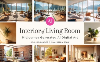 Italian Living Room interior Design illustration 100 Set V - 8
