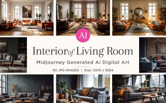 Italian Living Room interior Design illustration 50 Set V - 11