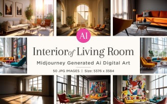 Italian Living Room interior Design illustration 50 Set V - 16