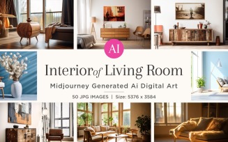 Italian Living Room interior Design illustration 50 Set V - 20