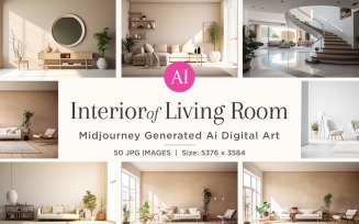Italian Living Room interior Design illustration 50 Set V - 2