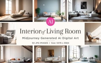 Italian Living Room interior Design illustration 50 Set V - 3