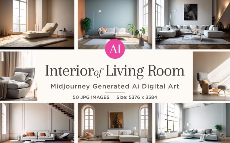 Italian Living Room interior Design illustration 50 Set V - 3 Illustration