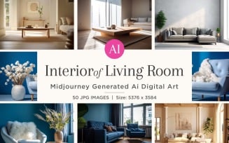 Italian Living Room interior Design illustration 50 Set V - 4