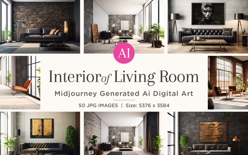 Italian Living Room interior Design illustration 50 Set V - 7 Illustration