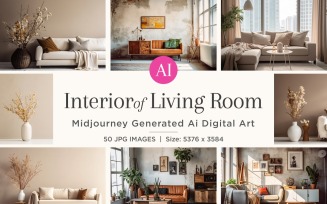 Italian Living Room interior Design illustration 50 Set V - 9