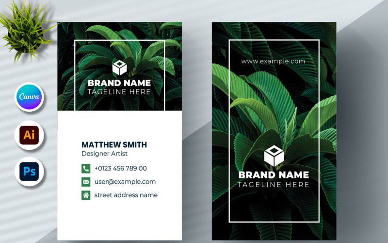 Botanical Business Card Template Corporate Identity