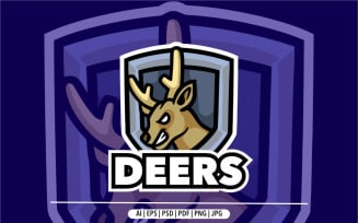 Deer emblem mascot design sport logo