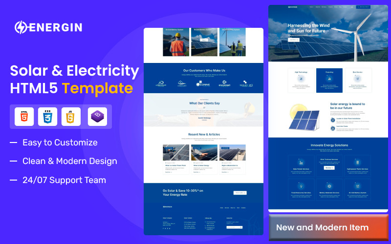 Energin – Solar & Renewable Energy HTML5 Template Website Template
