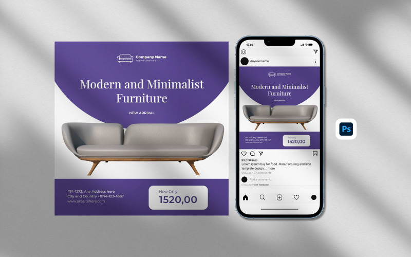Modern Furniture Product Instagram Post Template Social Media