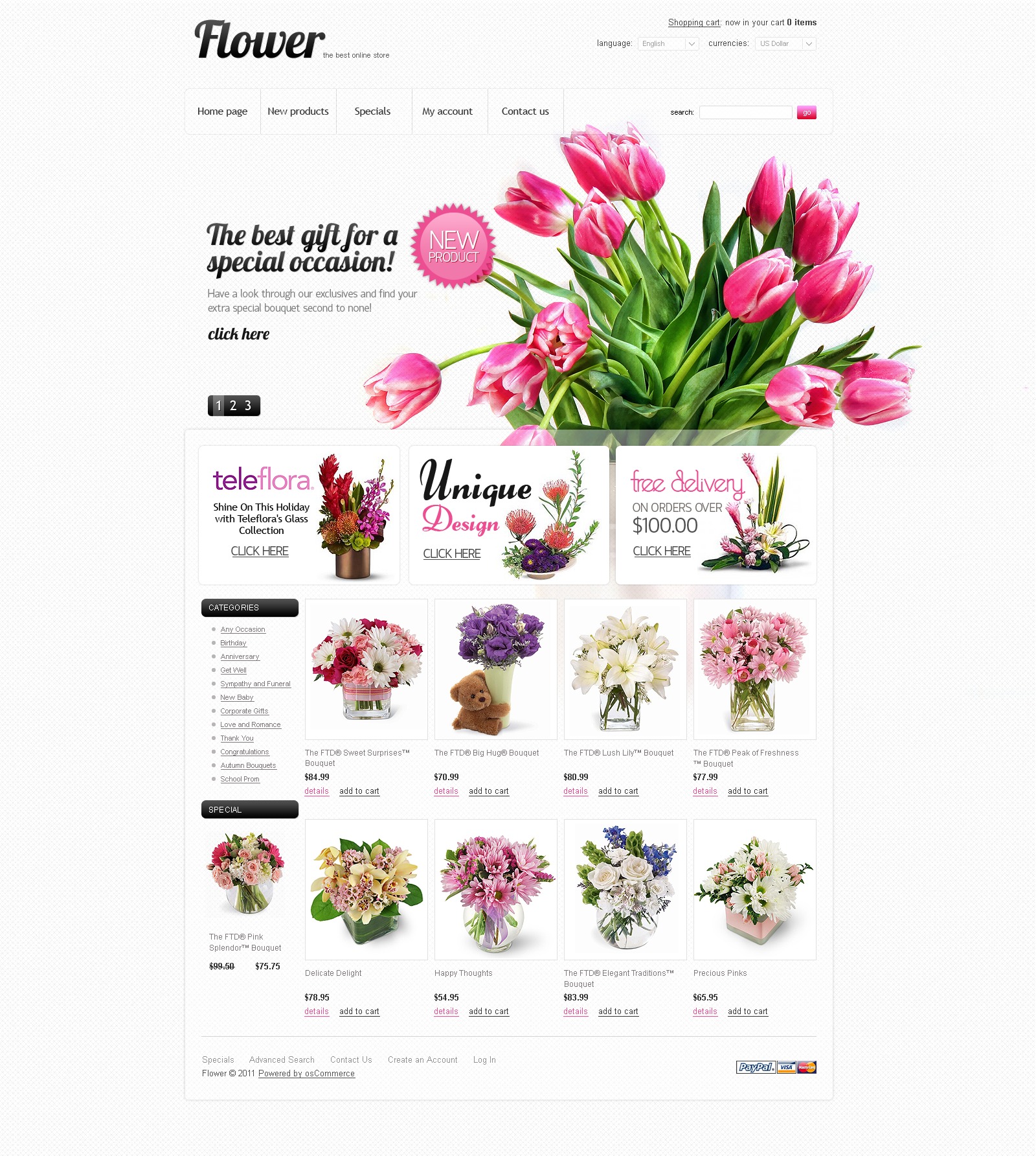 Flower Shop OsCommerce Template Flower Shop OsCommerce Template