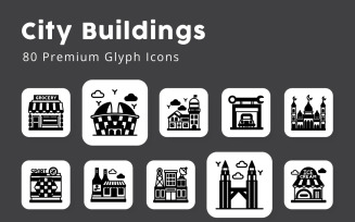 City Buildings 80 premium Glyph Icons