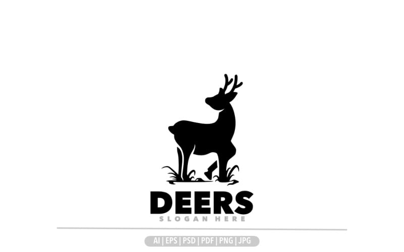 Deer silhouette symbol mascot logo design illustration Logo Template