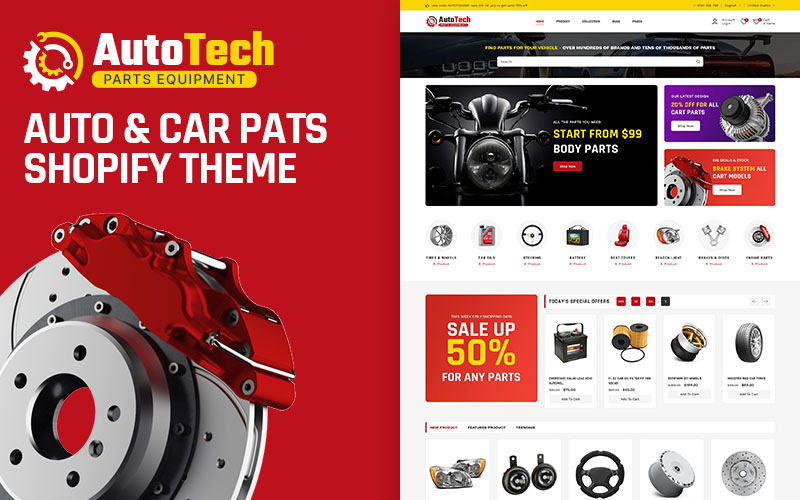 Autotech - Automotive Car & Spare Parts Mega Store Multipurpose Shopify 2.0 Responsive Theme Shopify Theme