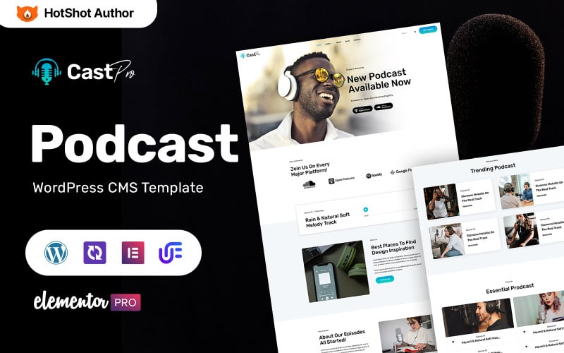 Castpro - Podcast And FM Radio Multipurpose WordPress Elementor Theme WordPress Theme