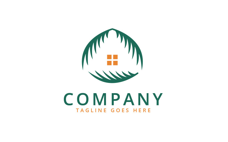 Coconut palm leaf house logo design template Logo Template
