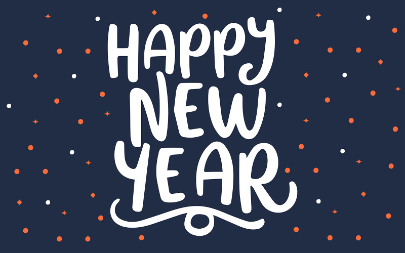 Happy New Year hand lettering calligraphy Vector Graphic