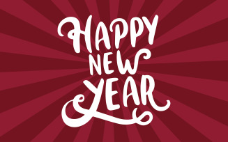 Happy New Year lettering on Vivid Burgundy background