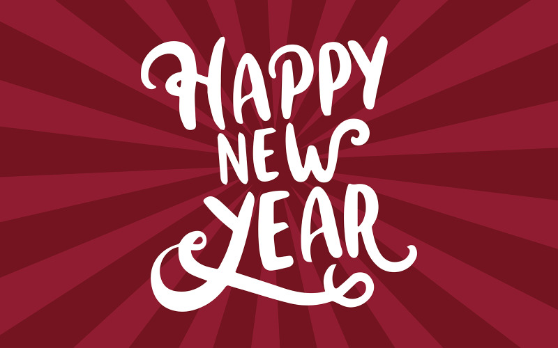 Happy New Year lettering on Vivid Burgundy background Vector Graphic