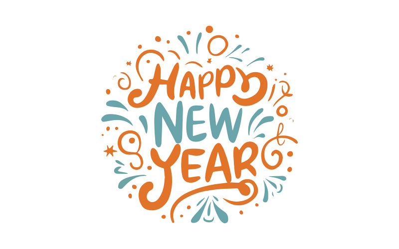 Happy New Year text for greeting card Vector illustration Vector Graphic
