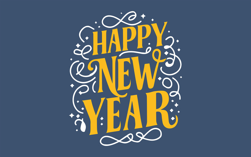 Happy new year text vector Greetings card Vector Graphic