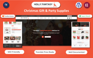 Holly Fantasy - Christmas Gifts & New Year Party Supplies WordPress Elementor Template