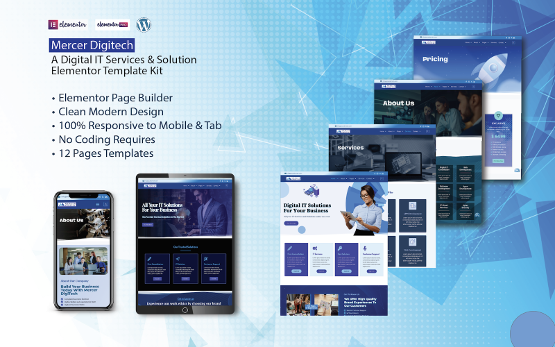Mercer Digital - An IT Solution & Service Elementor Template Kit Elementor Kit