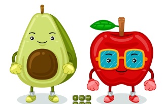 Apple and Avocado Mascot Character Vector